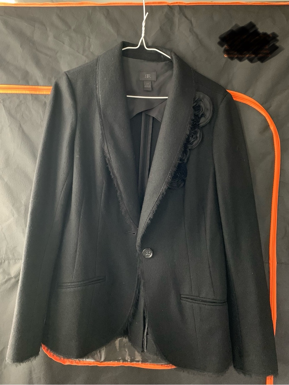 Banana Republic Black Women's Floral Accent 100% Wool Blazer